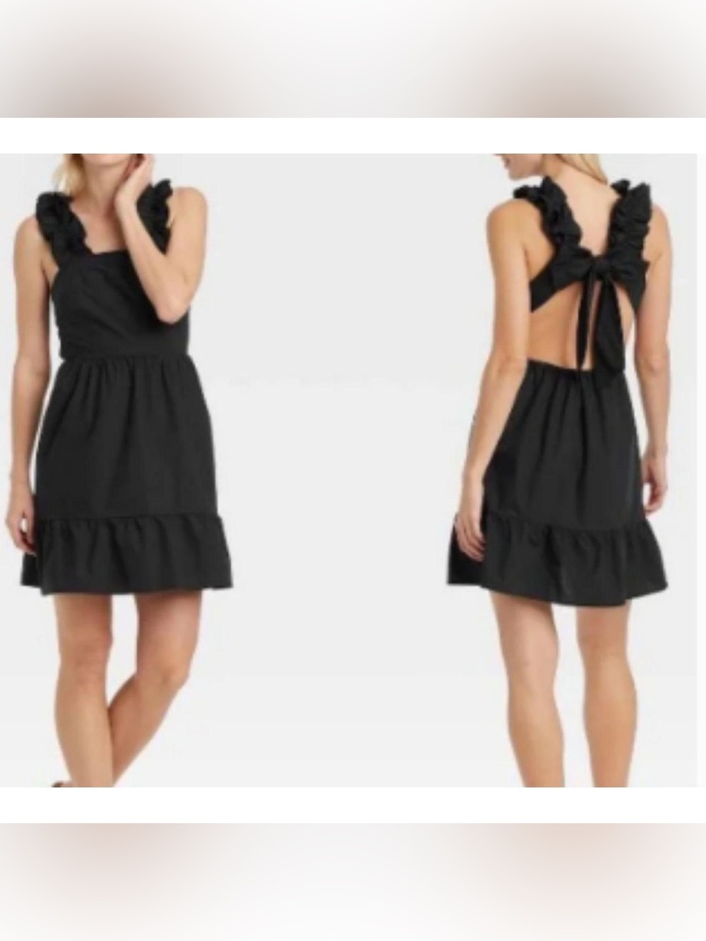 NWT Who What Wear Black Ruffle open back bow Sundress- XL